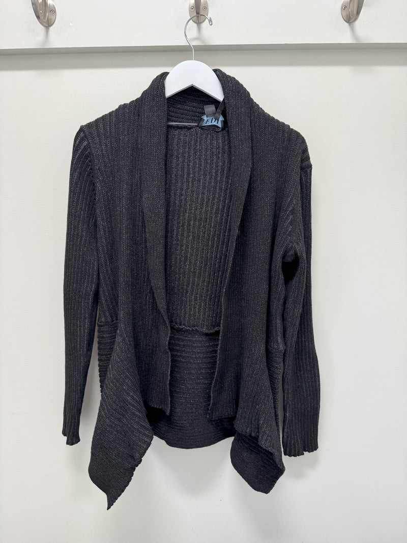 BLACK 2 TONE OPEN FACE CARDIGAN