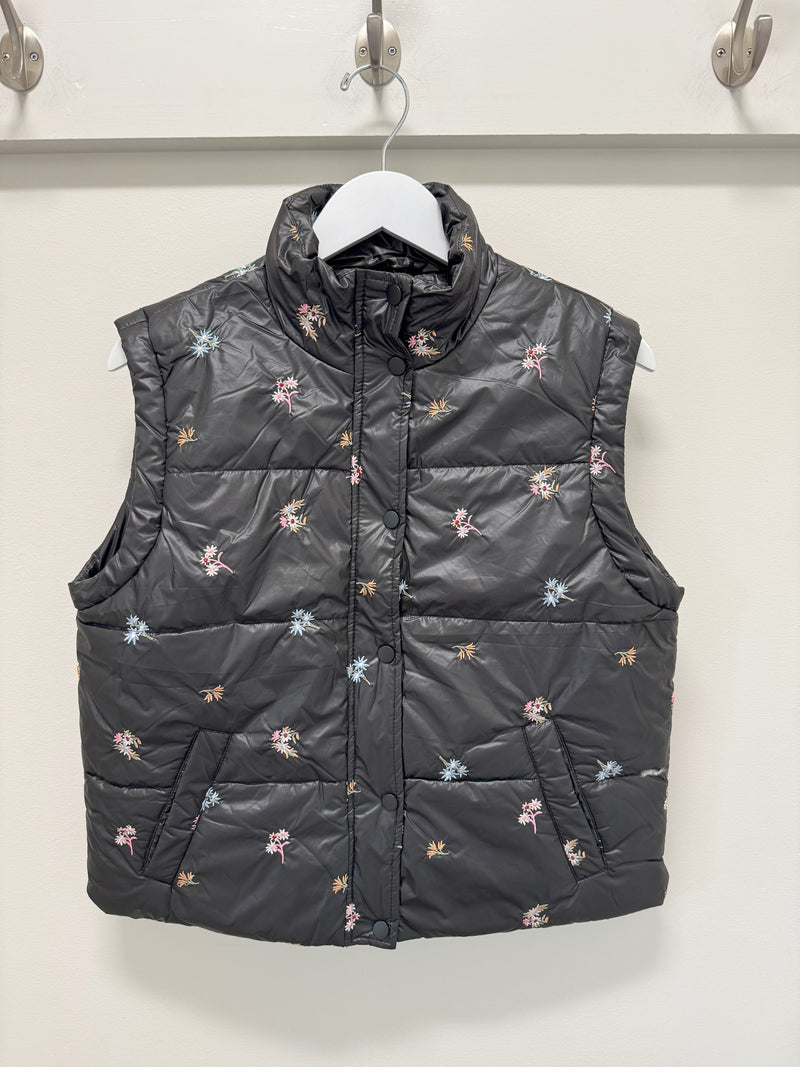 Black Quilted Embossed Vest