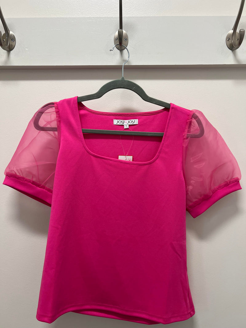 pink u-nk puff sleeve top