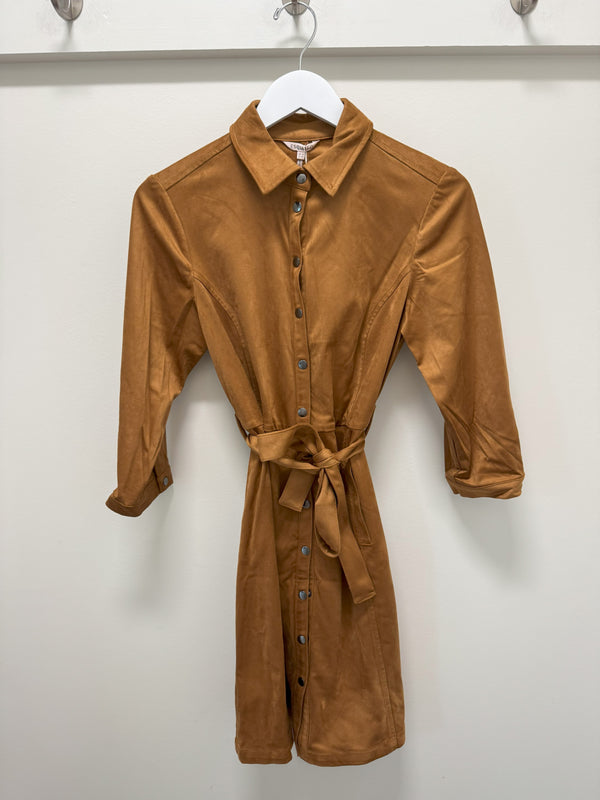 Camel Faux Suede Dress