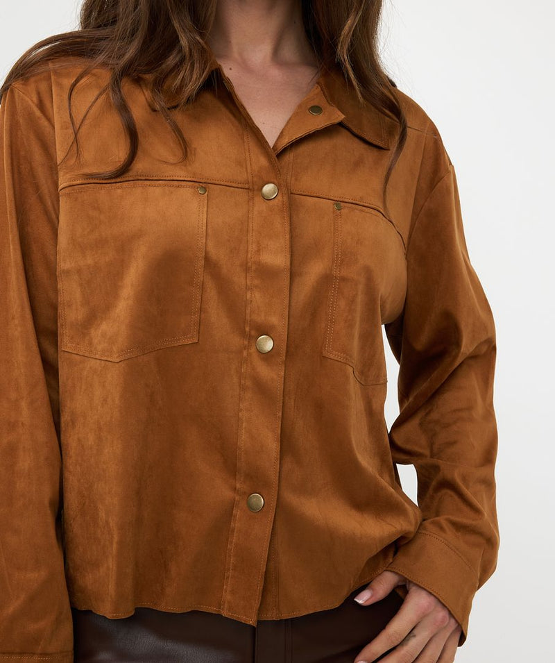 Camel Faux Suede Shirt