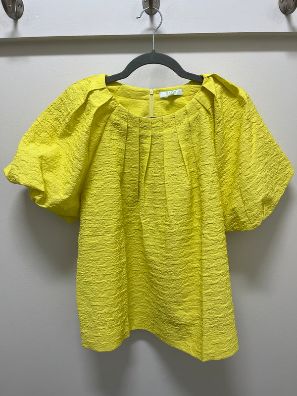 pleated puff sleeve top - citrus