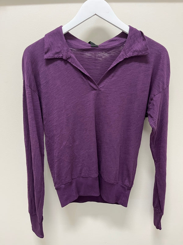 COLLAR L/S RIB HEM TEE - DK PURPLE