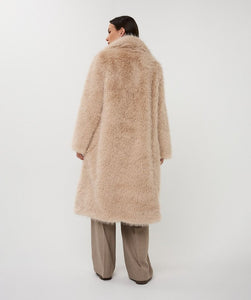 Sand Faux hairy long Coat