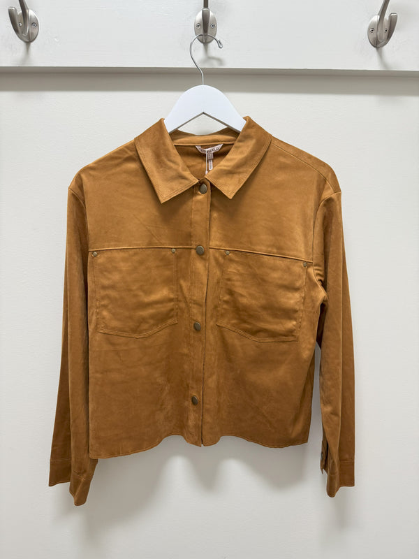 Camel Faux Suede Shirt