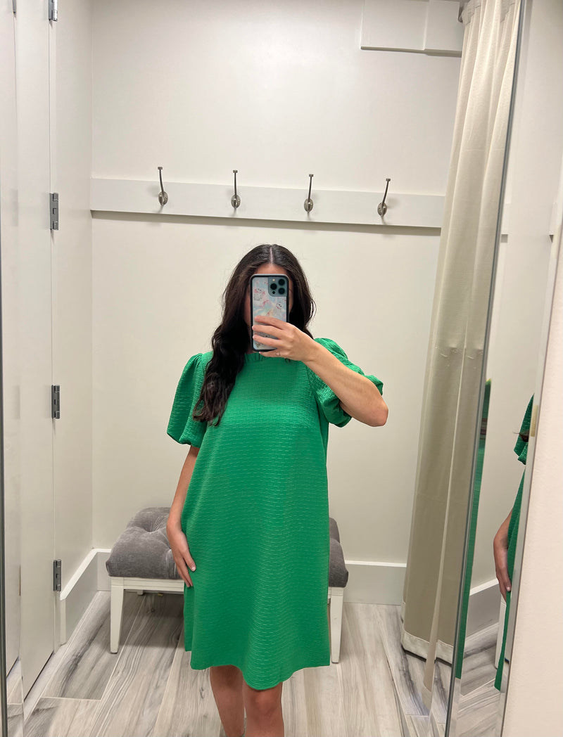 Green Puff Sleeve Dress