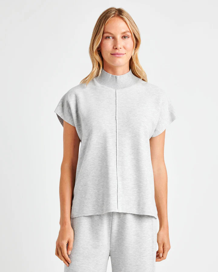 winslow mock neck pullover - ice heather grey