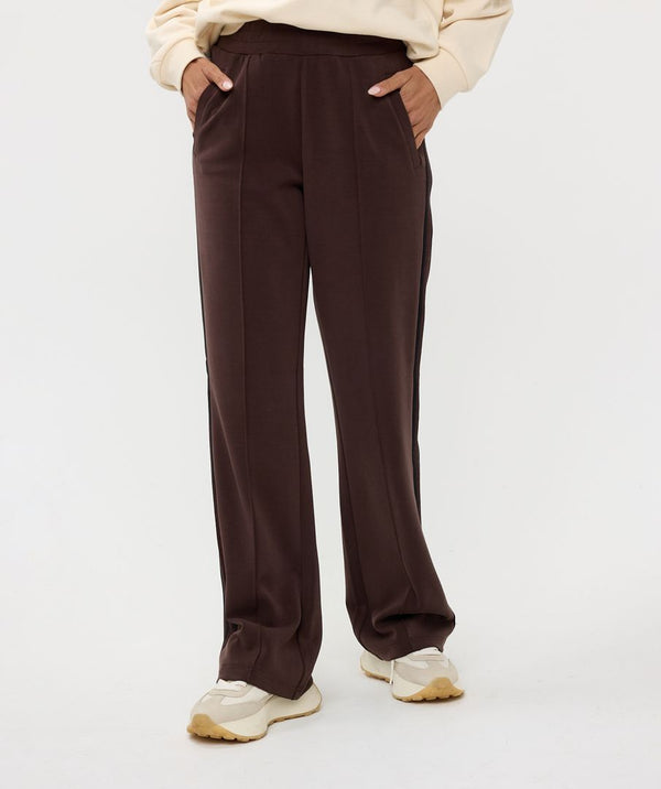 modal pant with lurex tape - chocolate