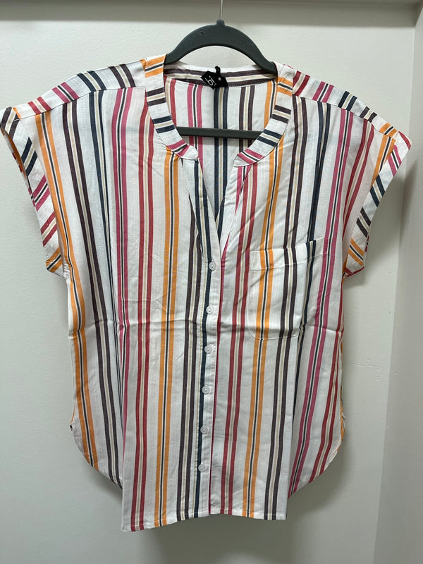 button up rolled sleeve shirt - multi