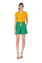 Load image into Gallery viewer, tie front shell top - mustard
