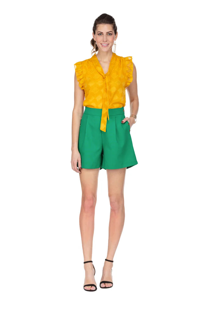 tie front shell top - mustard