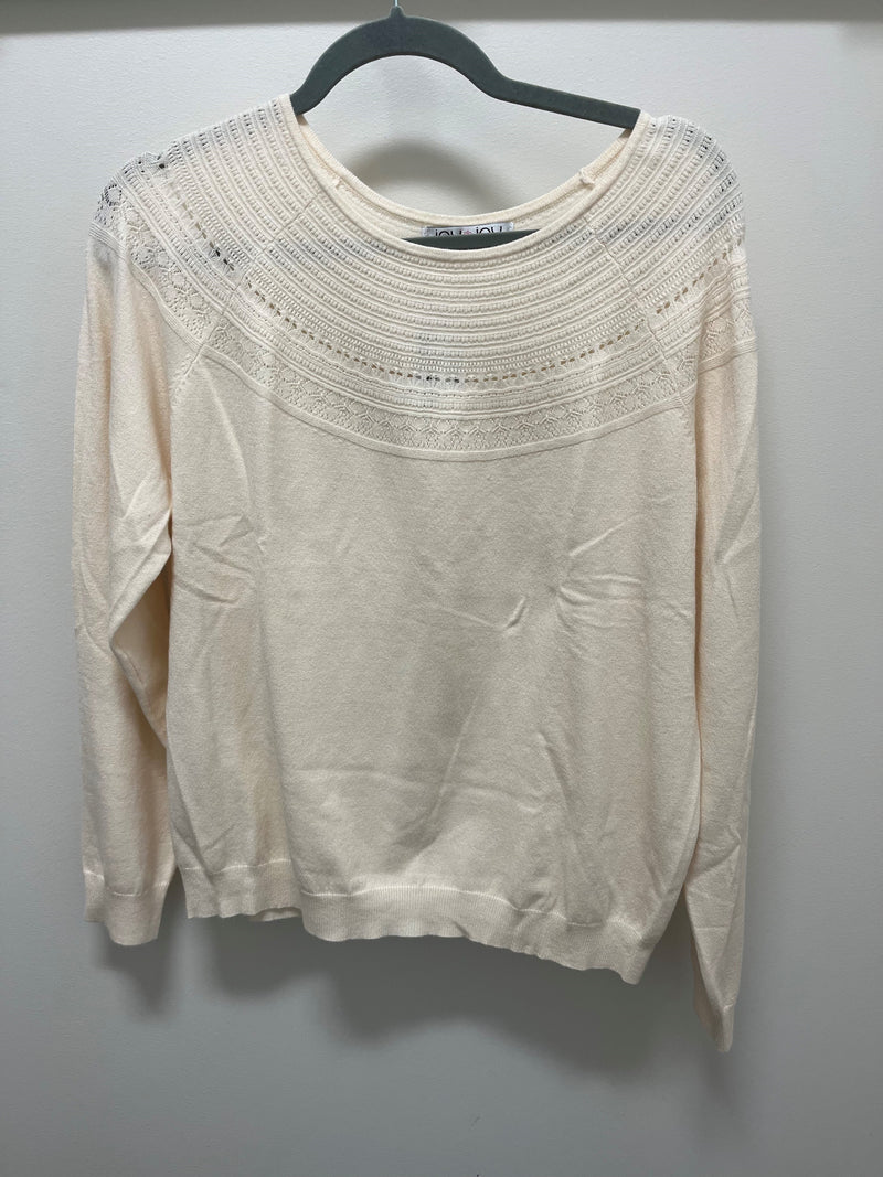 PATTERN NECK SWEATER - ivory