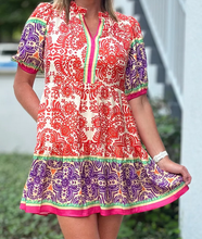 Load image into Gallery viewer, Spanish Border Puff Sleeve Tiered Dress
