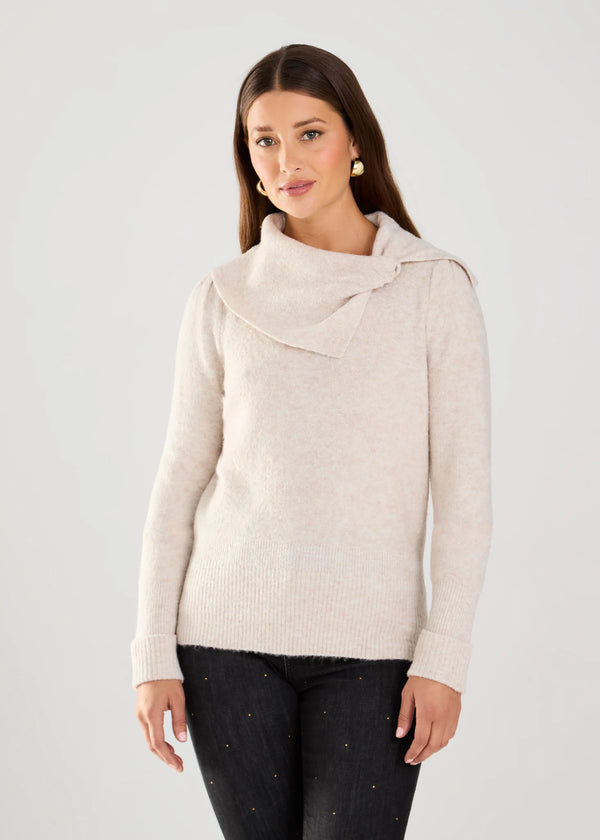 oatmeal bow neck metallic sweater