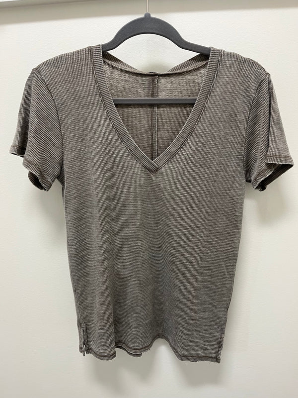 S/S V-Neck Top - Olive Tree