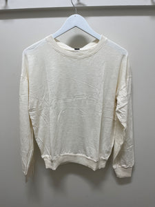 WIDE SHIRRED SLV DROP SHOULDER PULLOVER - PARCHMENT
