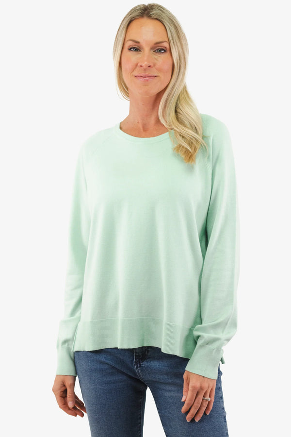 pistache raglan sleeve knit top