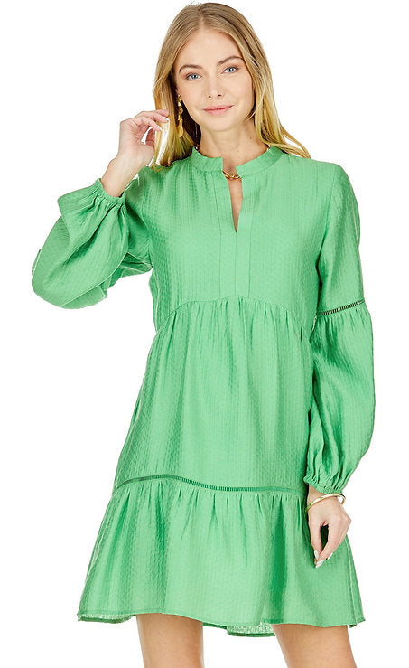 placket trim dress - green