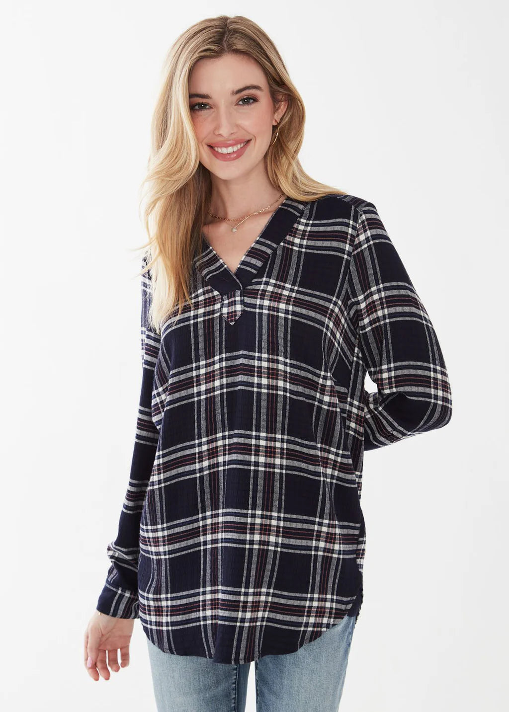 POPOVER CHECK TEXTURED TUNIC