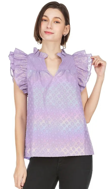 Metallic Pattern Top - Lavender