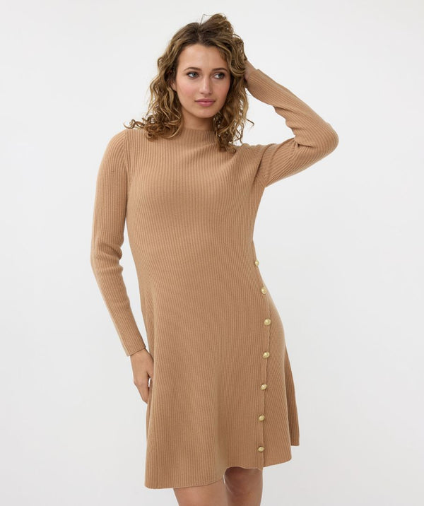 rib sweater dress - brandy