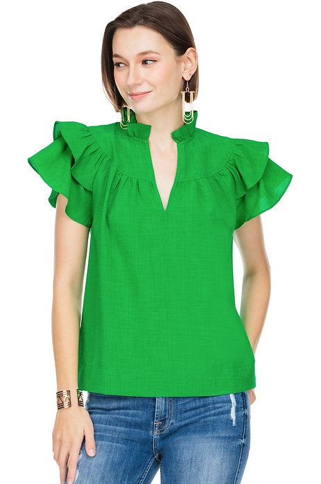 ruffles top - green