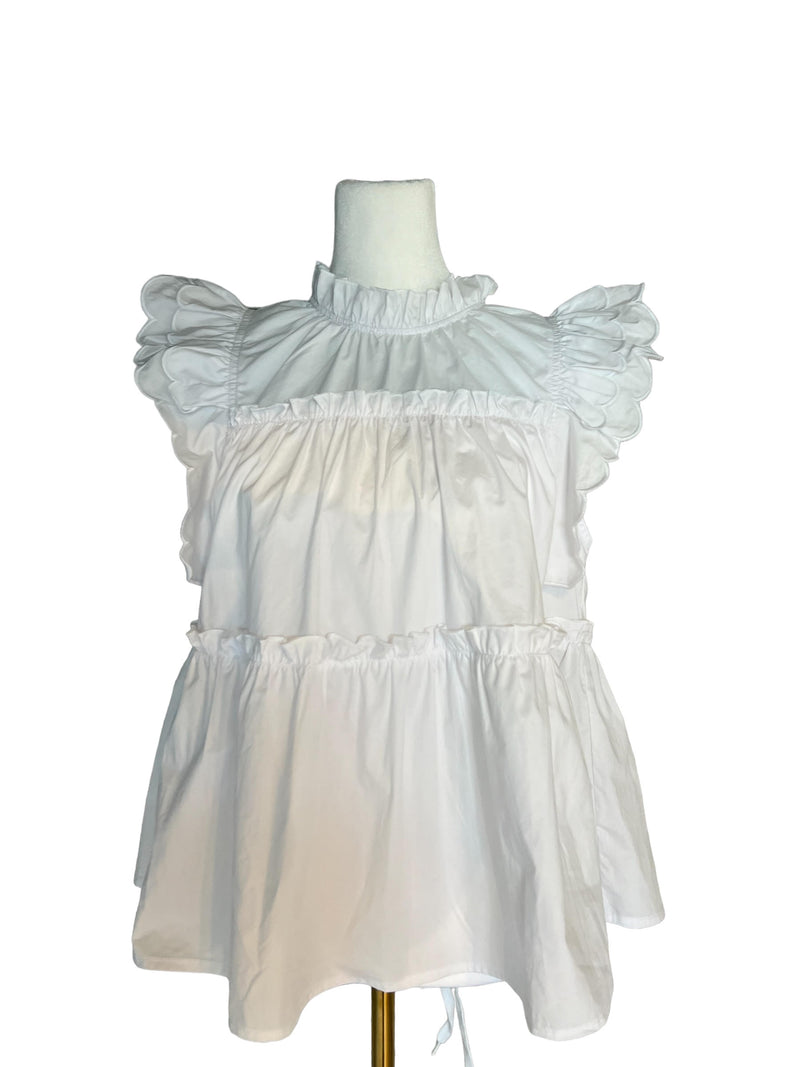 White Scallop Tiered Top