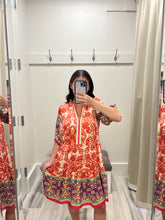 Load image into Gallery viewer, Spanish Border Puff Sleeve Tiered Dress
