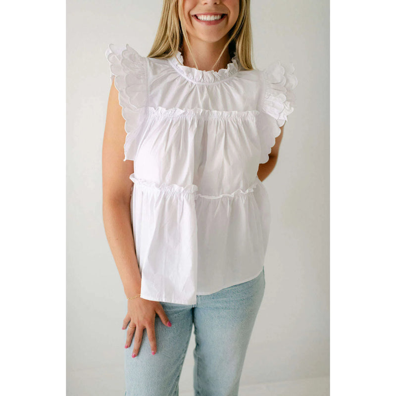 White Scallop Tiered Top