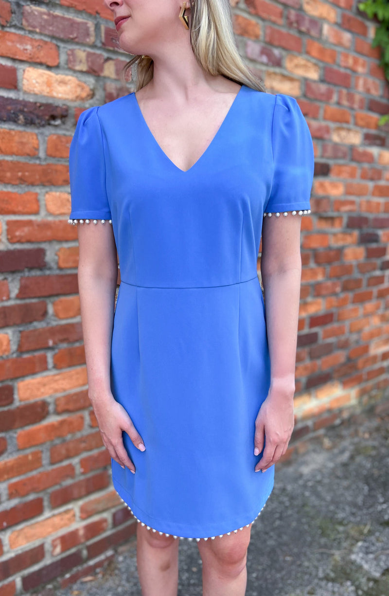 Blue Pearl Trim Dress