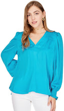 Load image into Gallery viewer, Turquoise V-Neck Blouse

