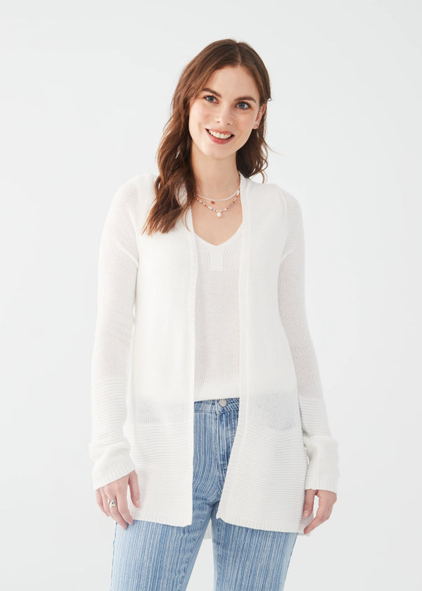 white textured cardigan