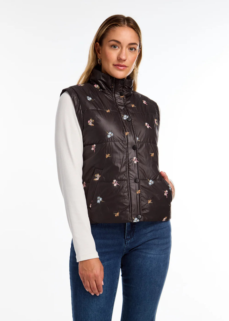 Black Quilted Embossed Vest