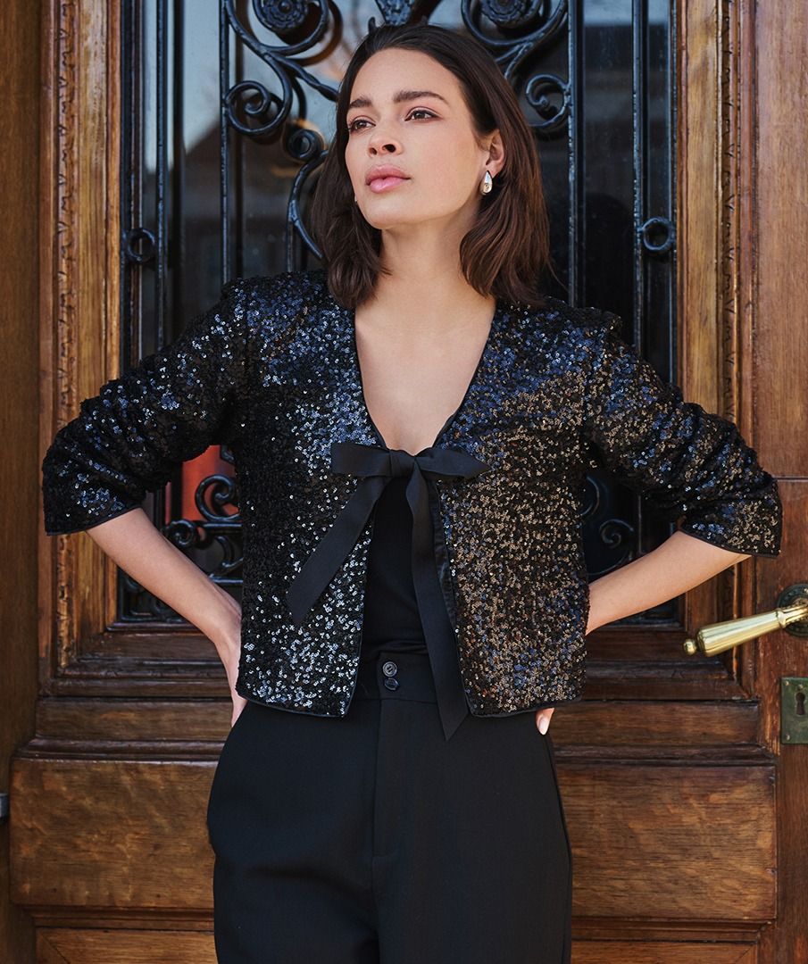 Blazer short bow sequins