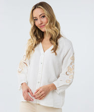 Load image into Gallery viewer, Off White Emb Waffle Blouse
