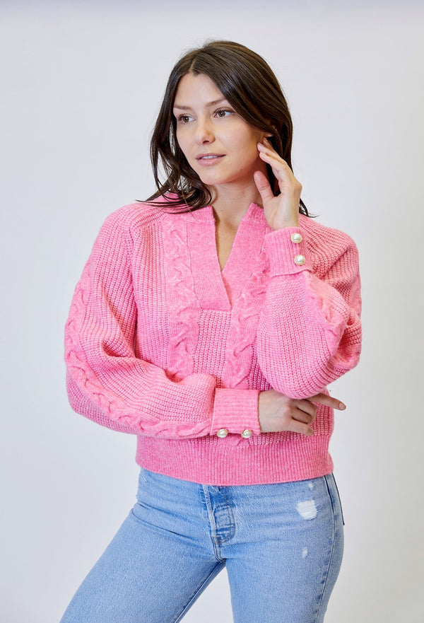 HOT PINK V-NECK SWEATER