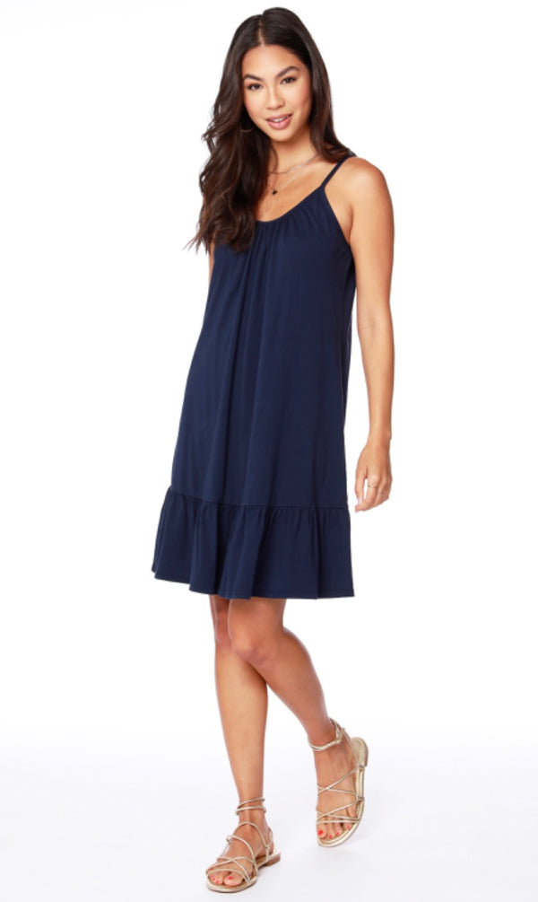 Navy Ruffle Cami Dress