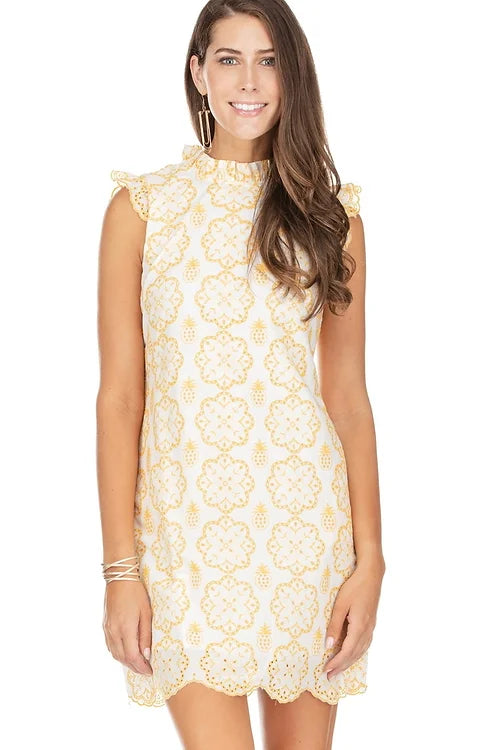 YELLOW EYELET DRESS