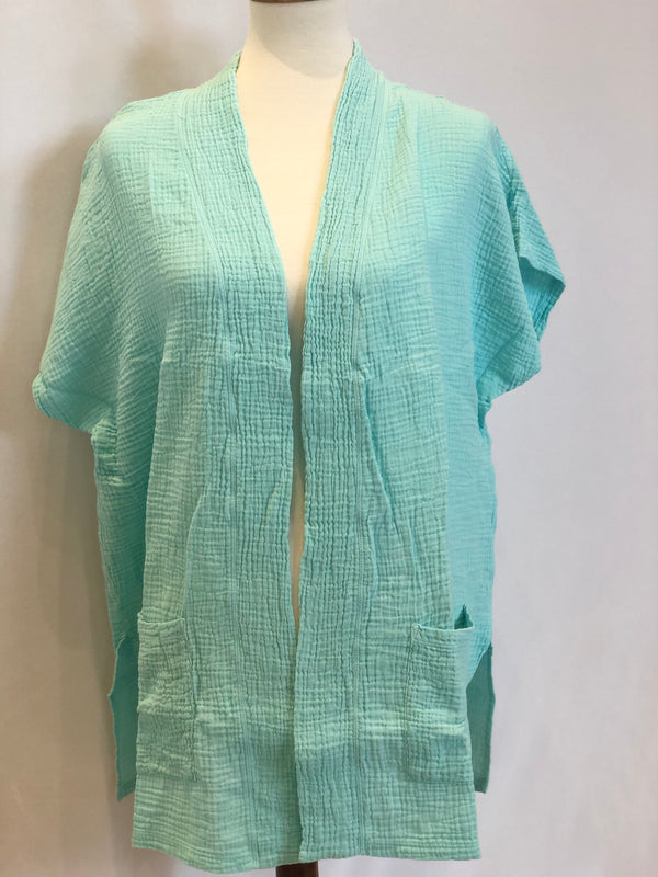 DOLMAN S/S BOXY CARDIGAN AQUA VITA