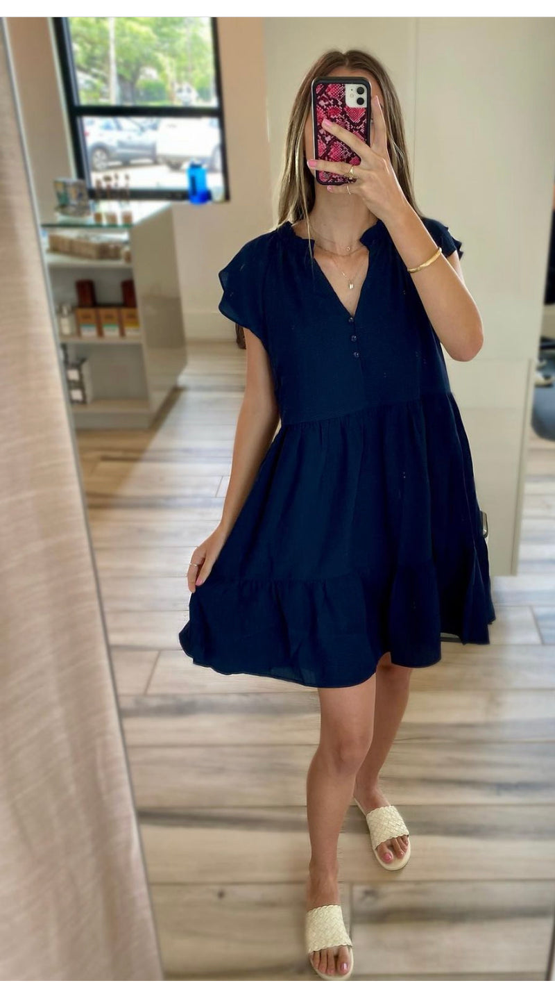 Navy Flutter Dress