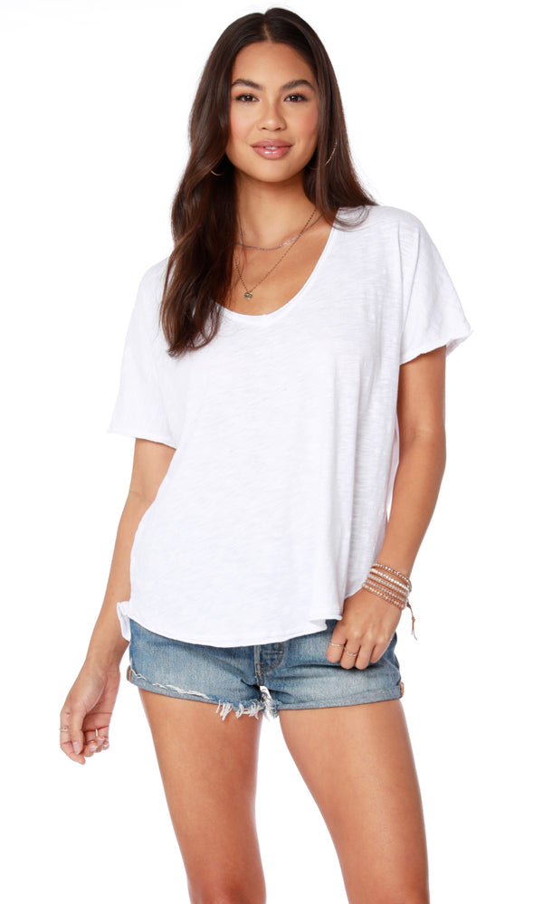 White Drop Shoulder Tee