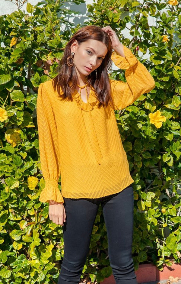 RUFFLE BLOUSE MUSTARD