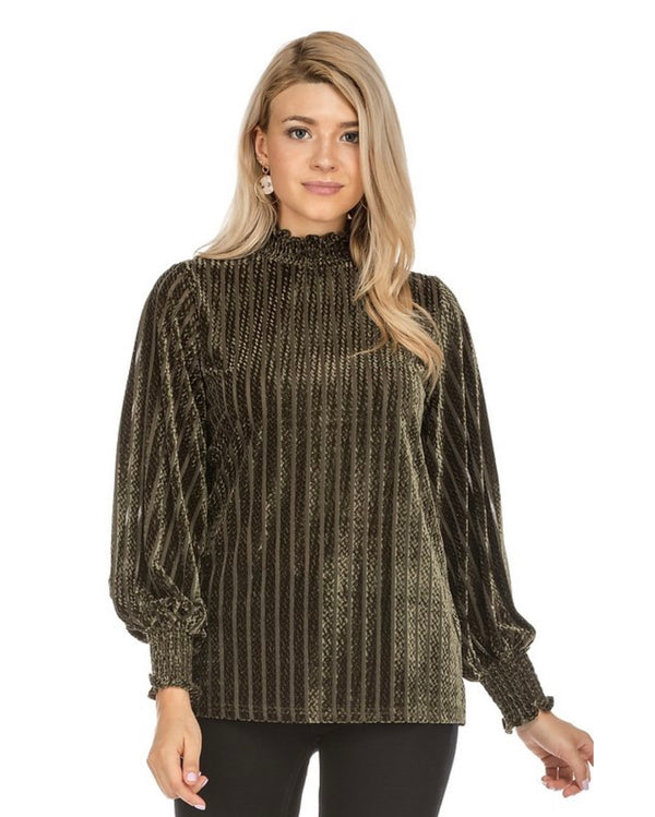 SMOCK NECK TOP OLIVE