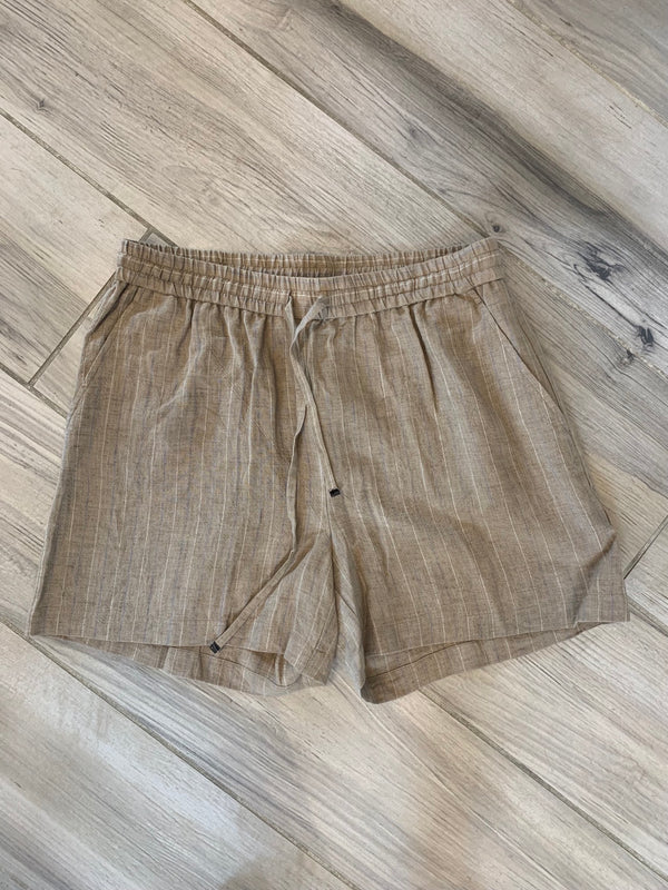 STRIPED LINEN SHORTS