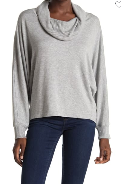 L/S Cowl Neck - Heather Grey