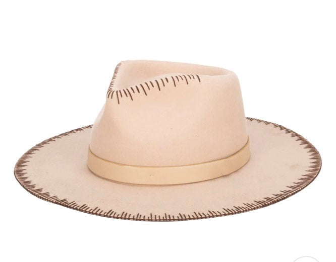 Beige Embroidered Brim W/ Crown