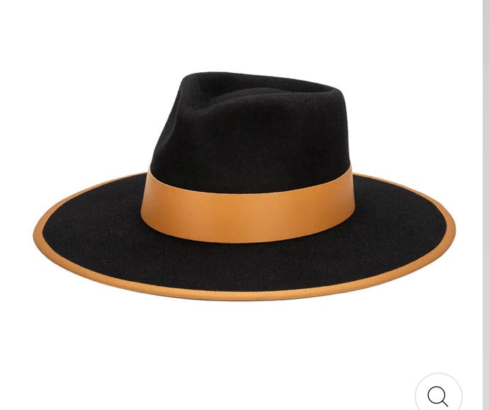 Black Felt Fedora W/ Brown Trim