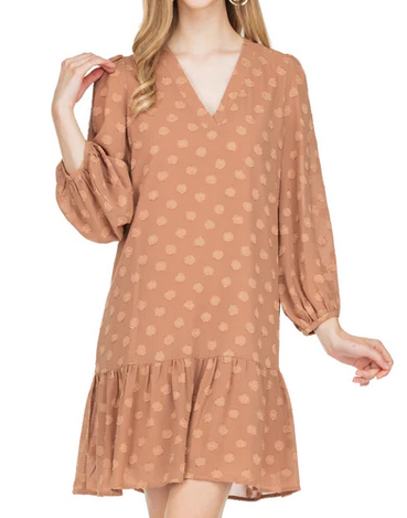 V-Neck Dress - Camel