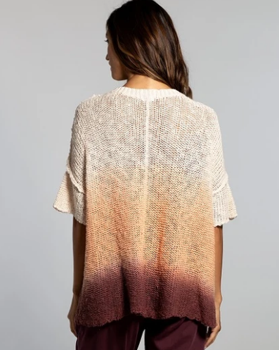 Chunky Knit V-Tee Tie Dye - Golden Glow