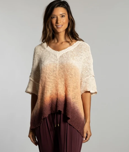 Chunky Knit V-Tee Tie Dye - Golden Glow